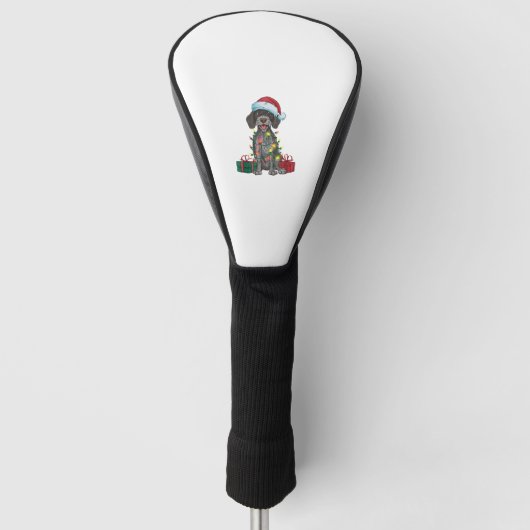 Kerstverlichting Santa Duitse Wirehaired Pointer D Golfheadcover (Voorkant)