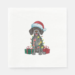 Kerstverlichting Santa Duitse Wirehaired Pointer D Servet