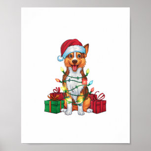 Kerstverlichting Santa Hat Australische Kelpie Dog Poster