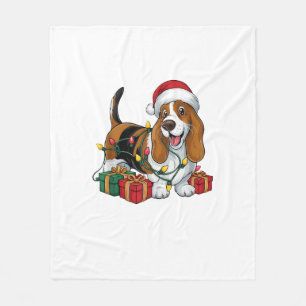 Kerstverlichting Santa Hat Basset Hound Dog Christ Fleece Deken