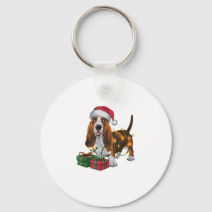 Kerstverlichting Santa Hat Basset Hound Dog Christ Sleutelhanger