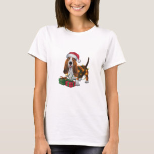 Kerstverlichting Santa Hat Basset Hound Dog Christ T-shirt