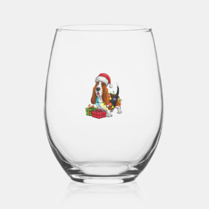 Kerstverlichting Santa Hat Basset Hound Dog Christ Wijnglas Zonder Voet