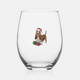 Kerstverlichting Santa Hat Basset Hound Dog Christ Wijnglas Zonder Voet