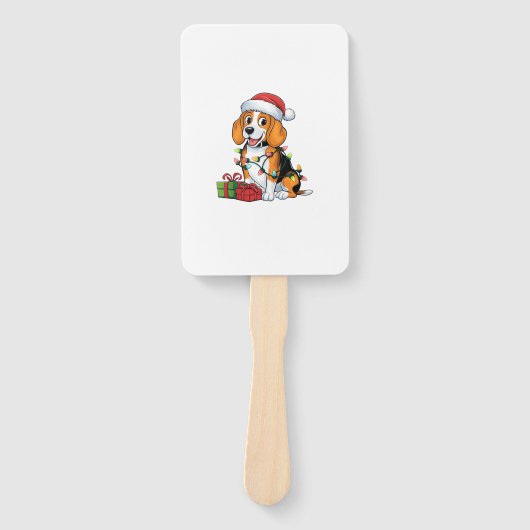 Kerstverlichting Santa Hat Beagle Dog Kerstmis Handwaaier (Voorkant)