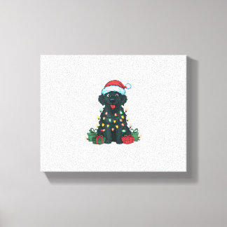 Kerstverlichting Santa Hat Black Golden Retriever  Canvas Afdruk