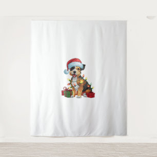 Kerstverlichting Santa Hat Border Terrier Dog Kers Wandkleed