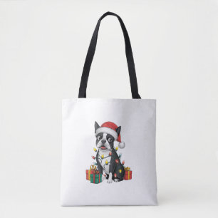 Kerstverlichting Santa Hat Boston Terrier Dog Kers Draagtas
