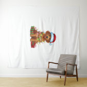 Kerstverlichting Santa Hat Curly Coated Retriever  Wandkleed (In Situ (horizontaal))