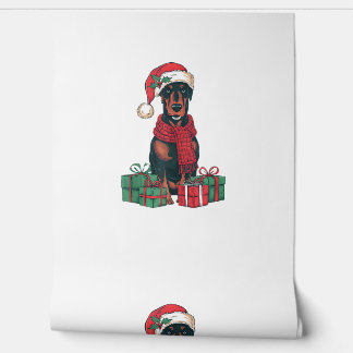Kerstverlichting Santa Hat Doberman Dog Christmas Behang