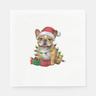 Kerstverlichting Santa Hat Franse Bulldog Kerstmis Servet