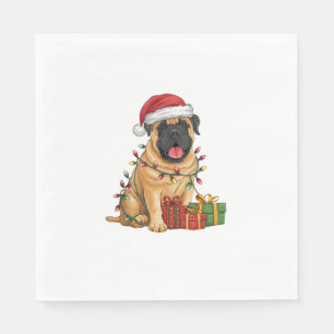 Kerstverlichting Santa Hat Franse Mastiff Dog Kers Servet