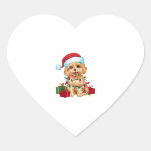 Kerstverlichting Santa Hat Maltipoo Dog Christmas Hart Sticker