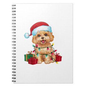 Kerstverlichting Santa Hat Maltipoo Dog Christmas Notitieboek