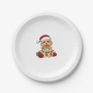 Kerstverlichting Santa Hat Maltipoo Dog Christmas Papieren Bordje