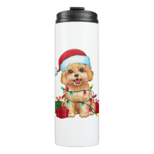 Kerstverlichting Santa Hat Maltipoo Dog Christmas Thermosbeker
