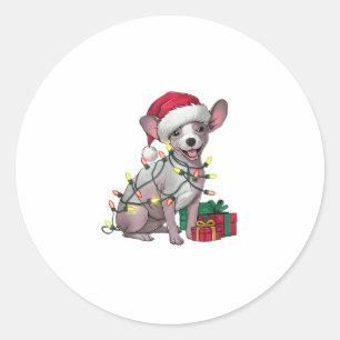 Kerstverlichting Santa Hat Mexicaanse Haarloze Hon Ronde Sticker