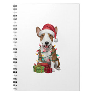 Kerstverlichting Santa Hat Miniatuur Bull Terrier  Notitieboek