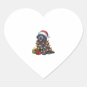 Kerstverlichting Santa Hat Newfoundland Dog Christ Hart Sticker