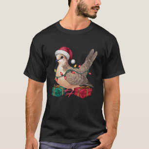 Kerstverlichting Santa Hat Rouwende Duif Vogel Ker T-shirt