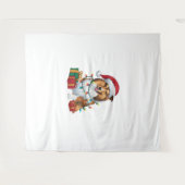 Kerstverlichting Santa Hat Shetland Herdershond Ke Wandkleed (Voorkant (horizontaal))