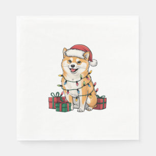 Kerstverlichting Santa Hat Shiba Inu Dog Christmas Servet