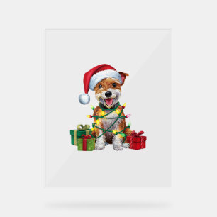 Kerstverlichting Santa Hat Skye Terrier Hond Kerst Acryl Bord