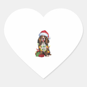 Kerstverlichting Santa Hat Welsh Springer Spaniel Hart Sticker