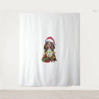 Kerstverlichting Santa Hat Welsh Springer Spaniel  Wandkleed