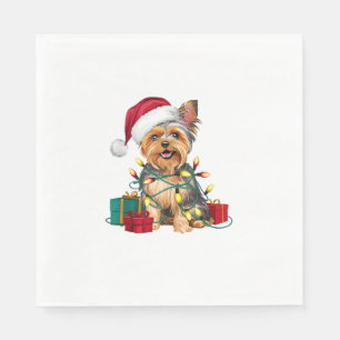Kerstverlichting Santa Hat Yorkie Dog Kerstmis Servet