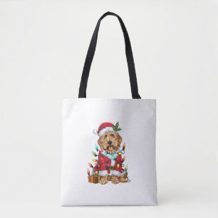 Kerstverlichting Santa Labradoodle Hond Kerstmis Draagtas