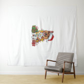 Kerstverlichting Santa Norwegian Elkhound Dog Chri Wandkleed (In Situ (horizontaal))