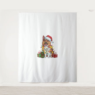 Kerstverlichting Santa Norwegian Elkhound Dog Chri Wandkleed