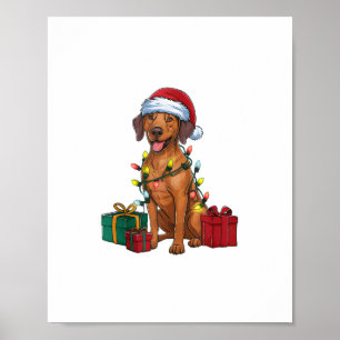 Kerstverlichting Santa Rhodesian Ridgeback Dog Chr Poster