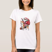 Kerstverlichting Santa Riding Akita Inu Dog Christ T-shirt (Voorkant)