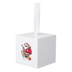 Kerstverlichting Santa Riding Beagle Dog Kerstmis Kubus Ornament