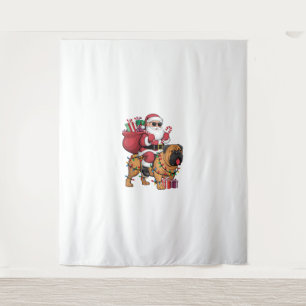 Kerstverlichting Santa Riding Bullmastiff Dog Chri Wandkleed