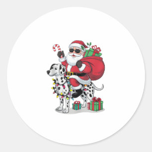 Kerstverlichting Santa Riding Dalmatische Hond Ker Ronde Sticker
