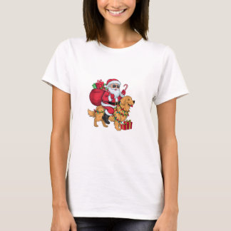 Kerstverlichting Santa Riding Golden Retriever Dog T-shirt