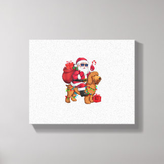 Kerstverlichting Santa Riding Goldendoodle Dog Chr Canvas Afdruk