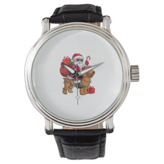 Kerstverlichting Santa Riding Goldendoodle Dog Chr Horloge