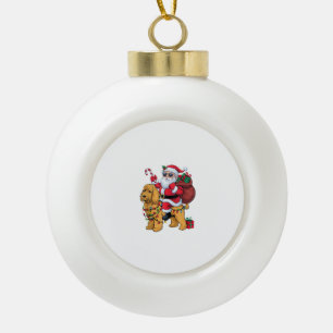 Kerstverlichting Santa Riding Goldendoodle Dog Chr Keramische Bal Ornament