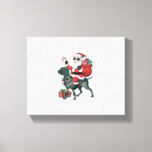 Kerstverlichting Santa Riding Great Dane Dog Kerst Canvas Afdruk