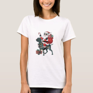 Kerstverlichting Santa Riding Great Dane Dog Kerst T-shirt