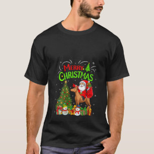 Kerstverlichting Santa Riding Miniatuur Pinscher H T-shirt