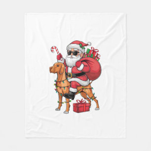 Kerstverlichting Santa Riding Vizsla Dog Kerstmis Fleece Deken