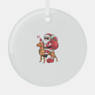Kerstverlichting Santa Riding Vizsla Dog Kerstmis Glas Ornament