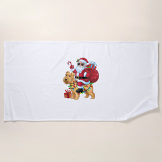 Kerstverlichting Santa Riding Wheaten Terrier Hond Strandlaken