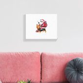 Kerstverlichting Santa Riding Yorkshire Terriër Ho Canvas Afdruk (Insitu (Woonkamer))