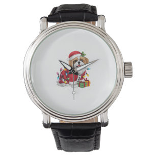 Kerstverlichting Santa Shih Tzu Dog Kerstmis Horloge